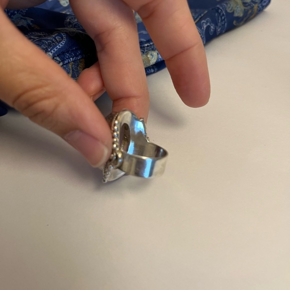 925 stamped Sterling Silver Ring and Pink Agate Ring - Picture 4 of 10